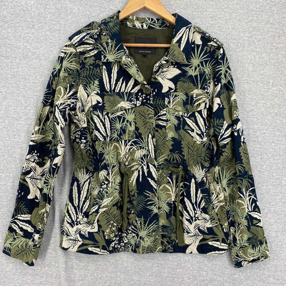 Sanctuary Blouse Womens Medium Green Eyelet Floral Button Up Drawstring Waist
